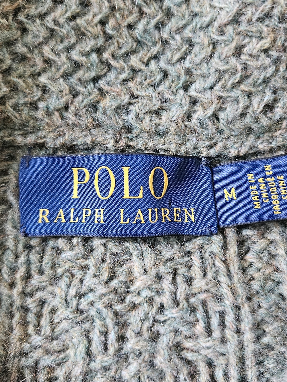 Polo Ralph Lauren Men's Green Wool Cashmere Cable Knit Shawl Collar Cardigan M - Picture 2 of 6